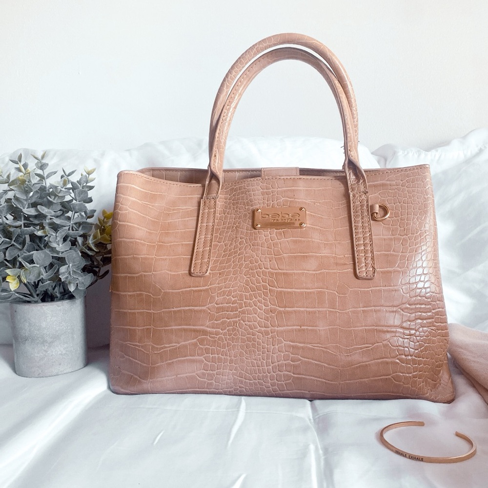 Bebe Aubrey croco satchel bag